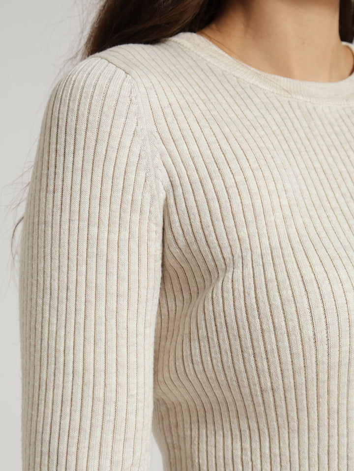 Ribbed Plain Pullover - Oatmeal