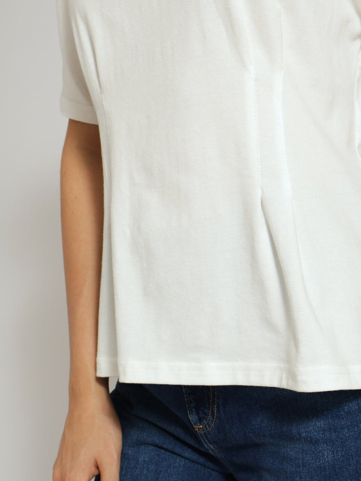 Pintuck Boxy Tee - Milk