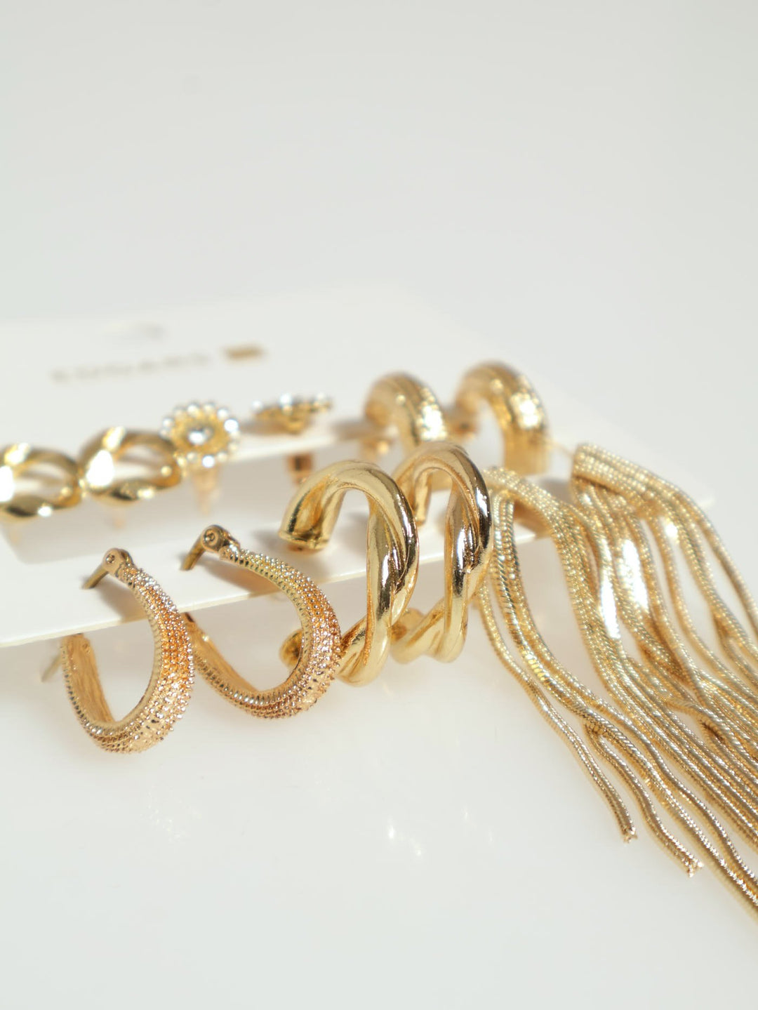 6 Pack Hoop & Drop Earrings - Gold