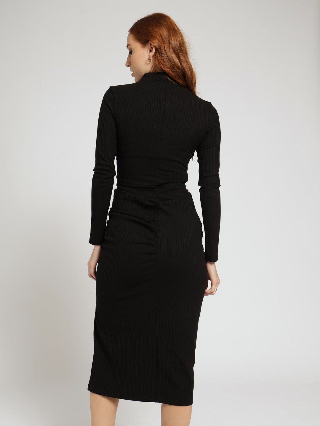 Eliana Knitwear Dress With Gathers - Black