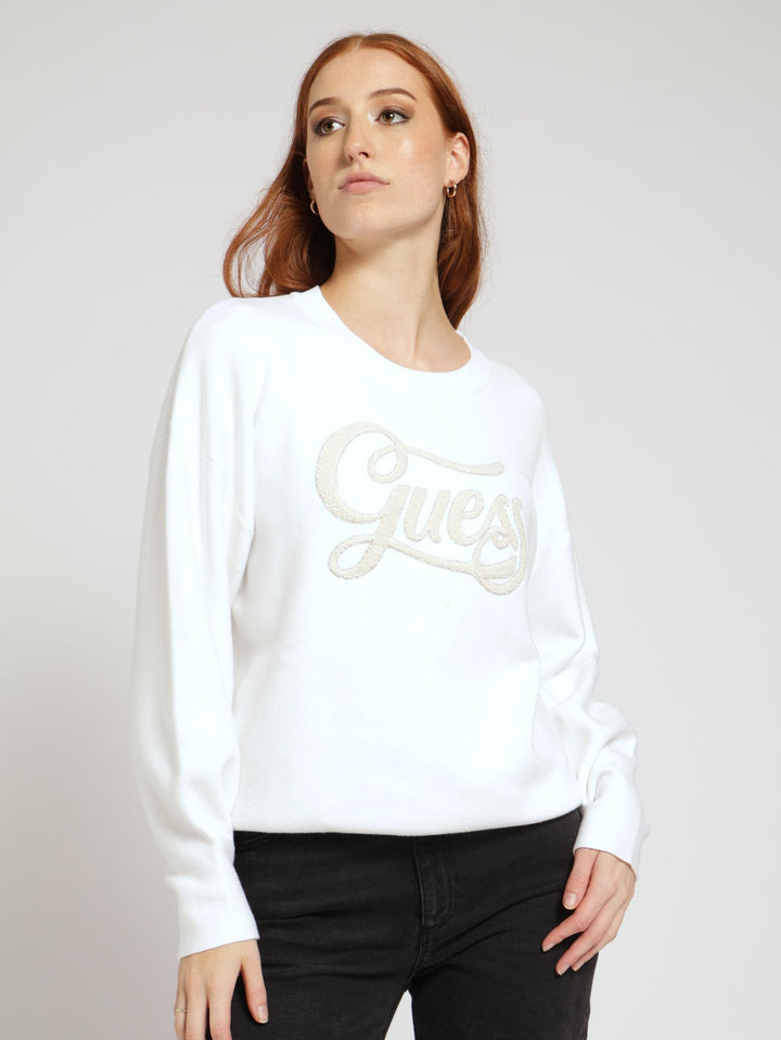 Long Sleeve Jolie Logo Sweater - White