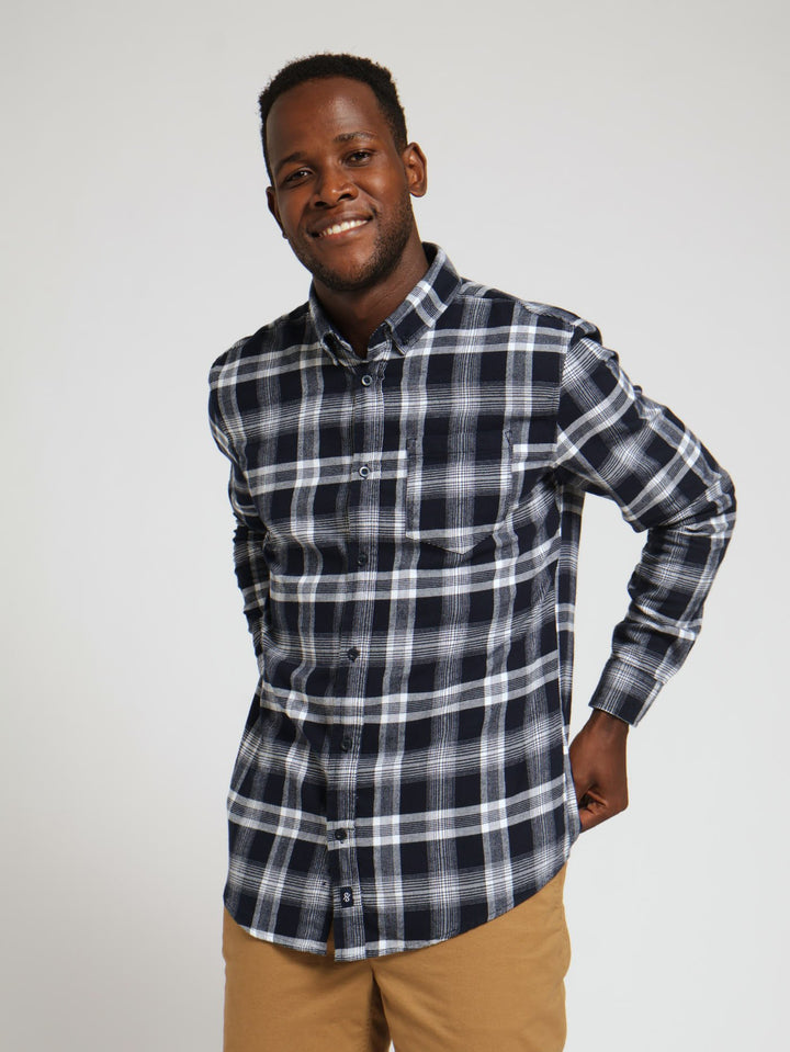 Brushed Check Shirt - Navy