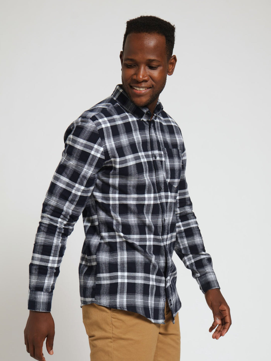 Brushed Check Shirt - Navy