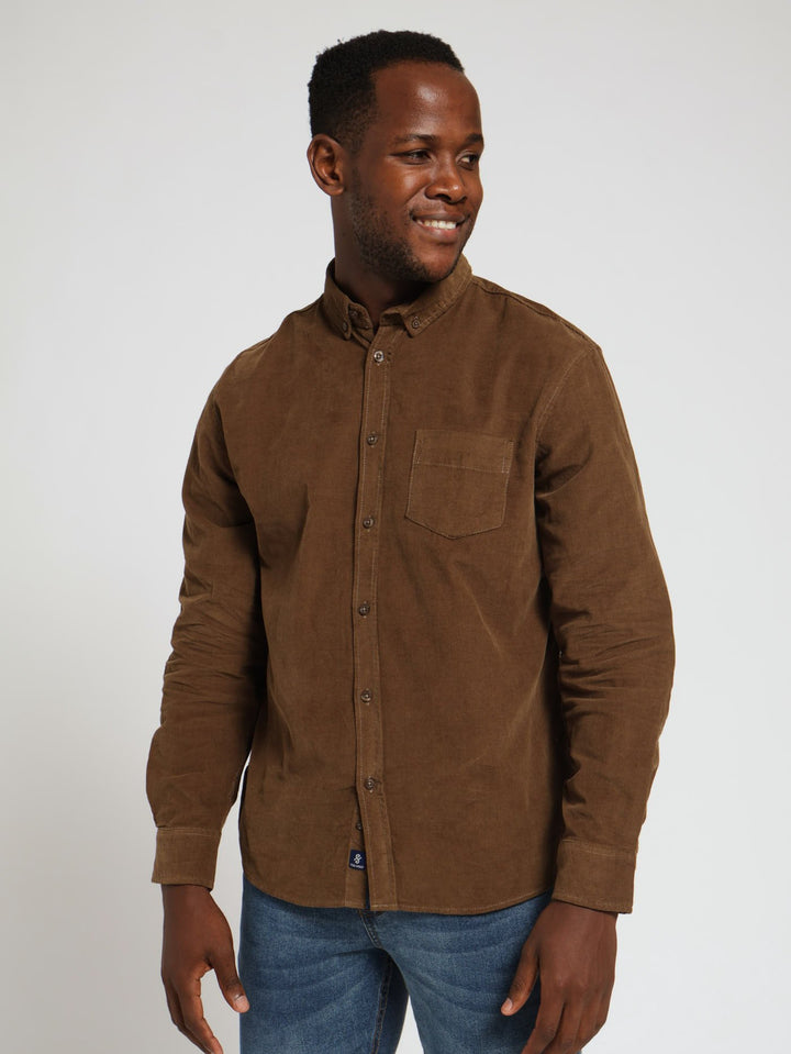 Long Sleeve Corduroy Shirt - Taupe