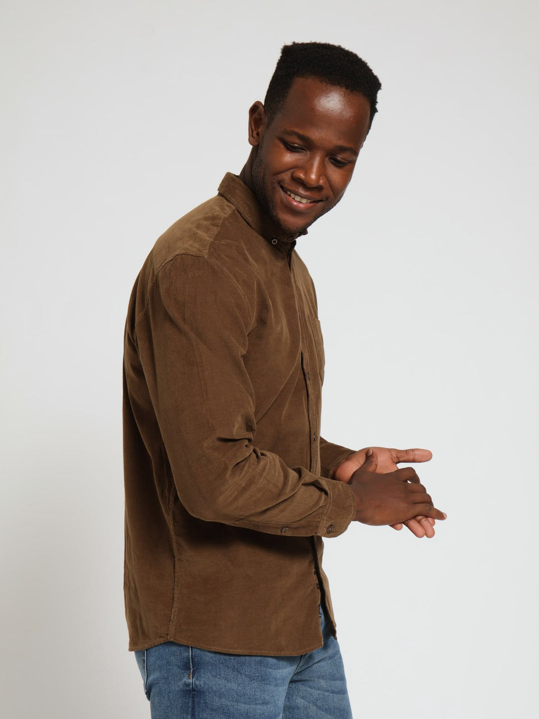 Long Sleeve Corduroy Shirt - Taupe