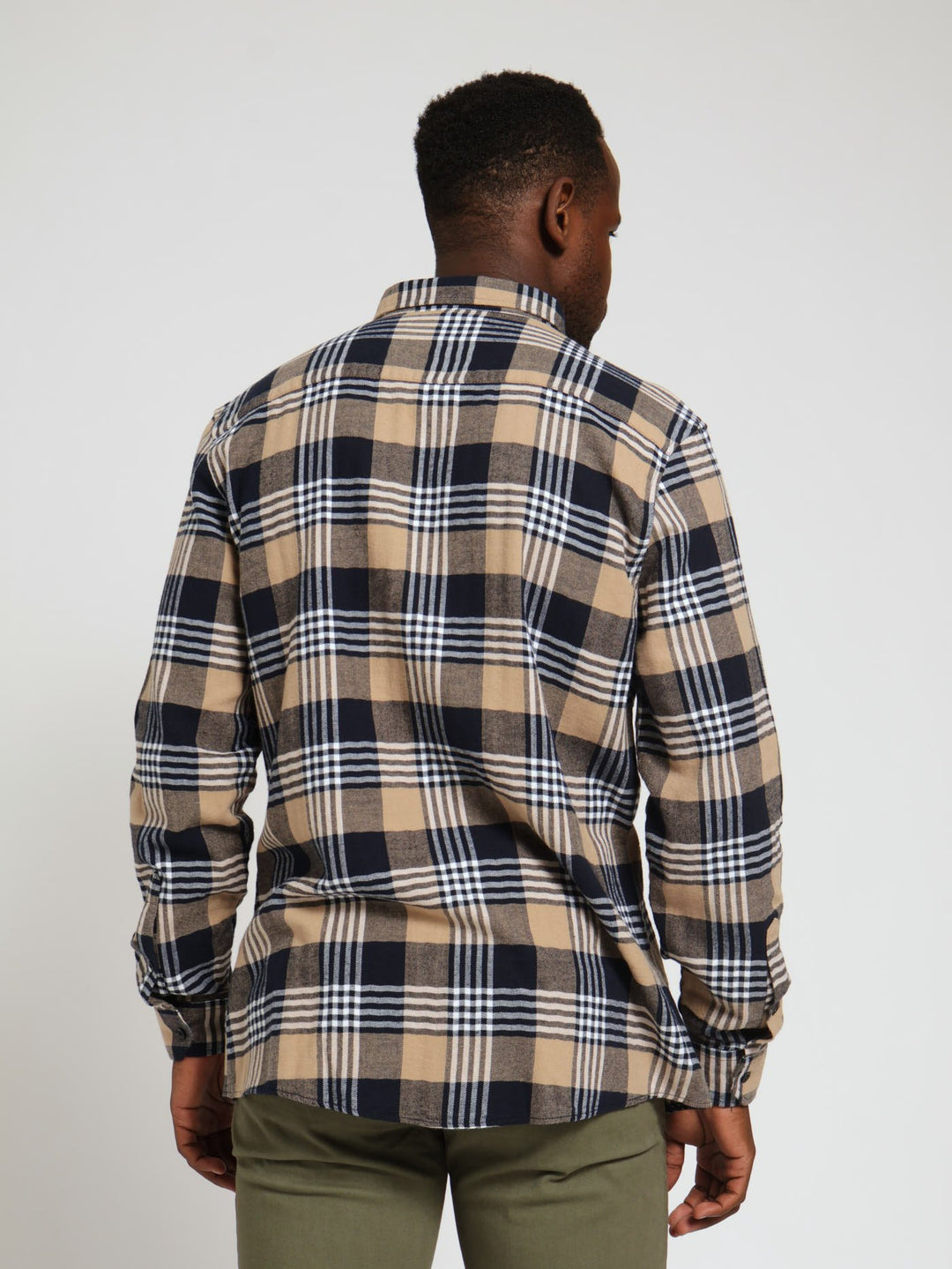 Long Sleeve Brushed Check Shirt - Navy