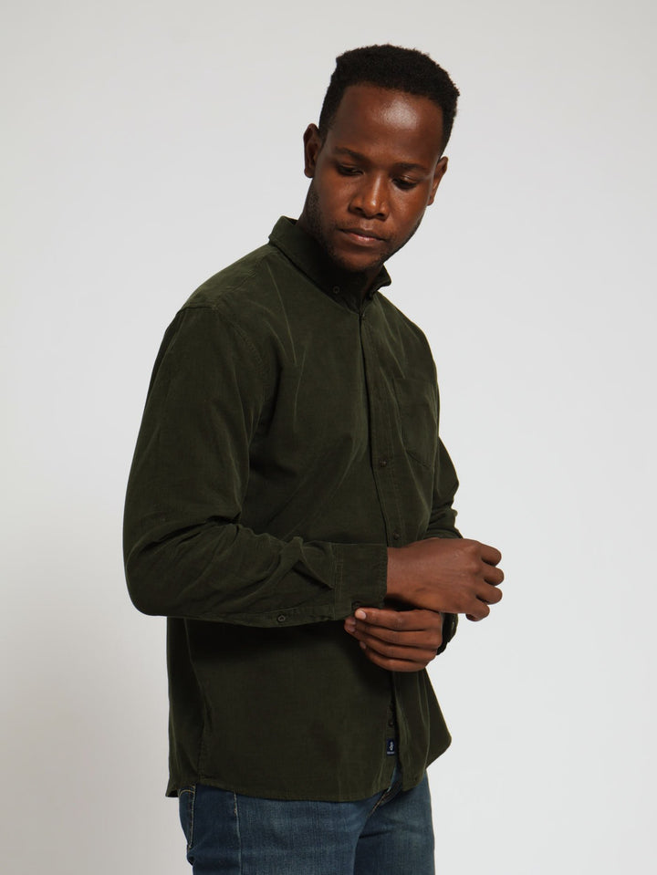 Long Sleeve Corduroy Shirt - Olive