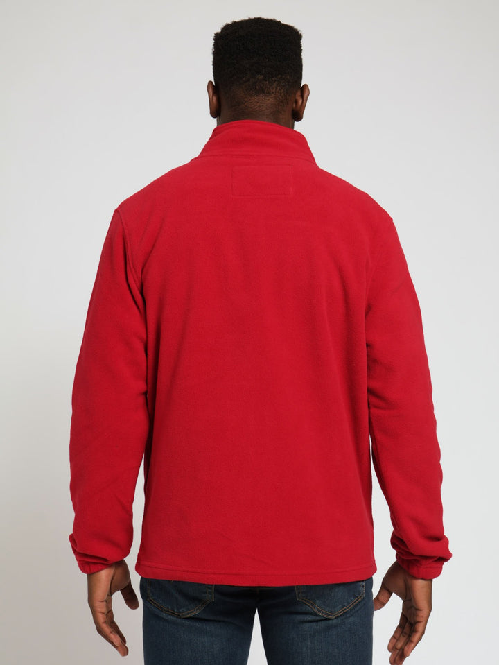 Zip Through Ploar Fleece Top - Dark Red