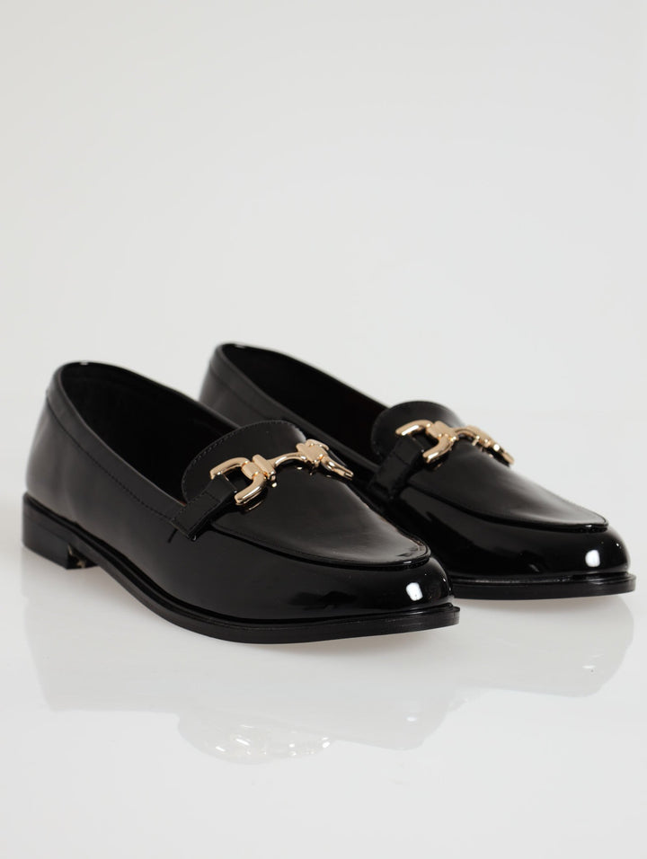 Smart Loafer With Chunky Metal Bar - Black