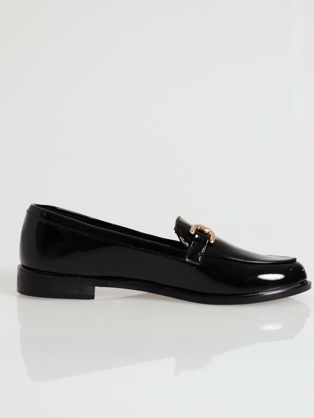 Smart Loafer With Chunky Metal Bar - Black