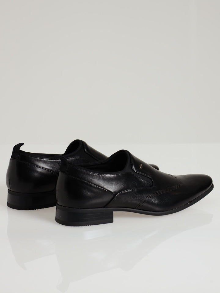 Lazer Punched Wing Detail Slip On - Black