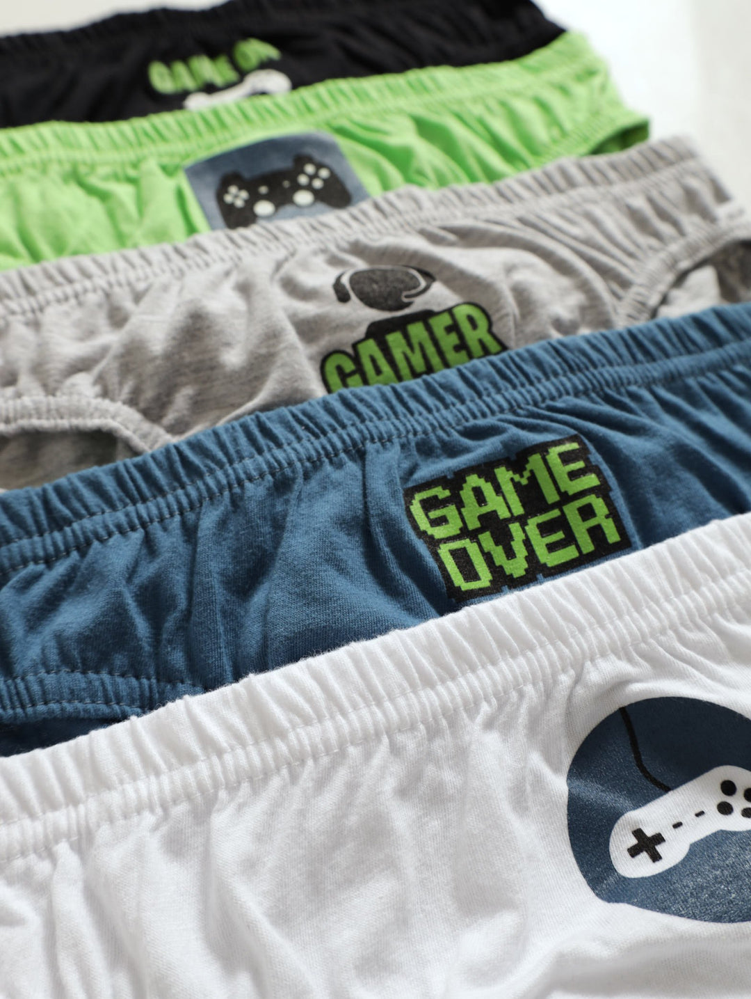 Boys 5 Pack Gaming Briefs - Green