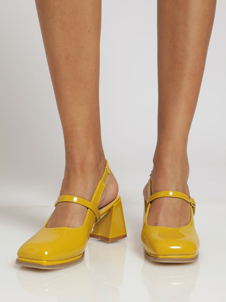 Mary Jane Block Heel - Lime