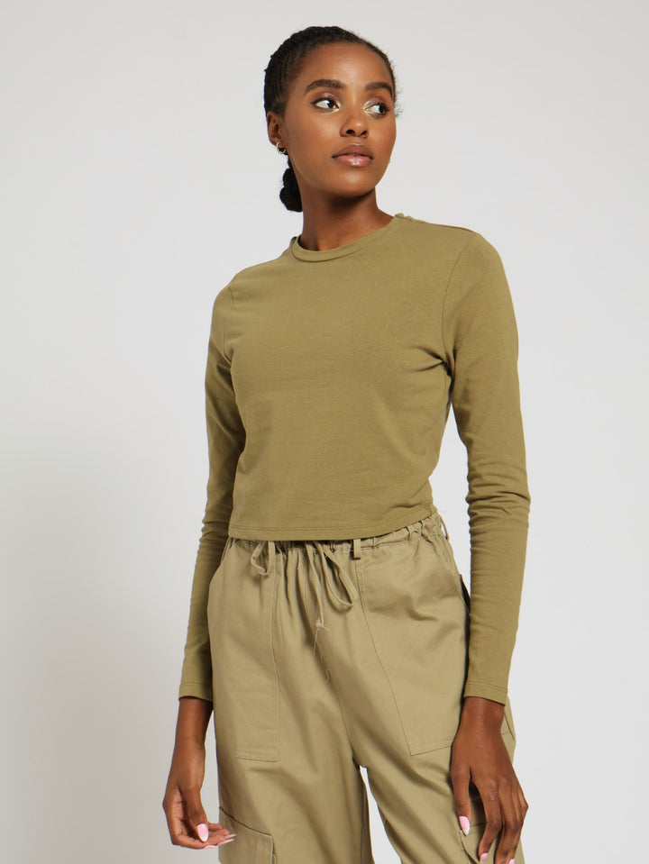 Long Sleeve Basic Top - Fatigue