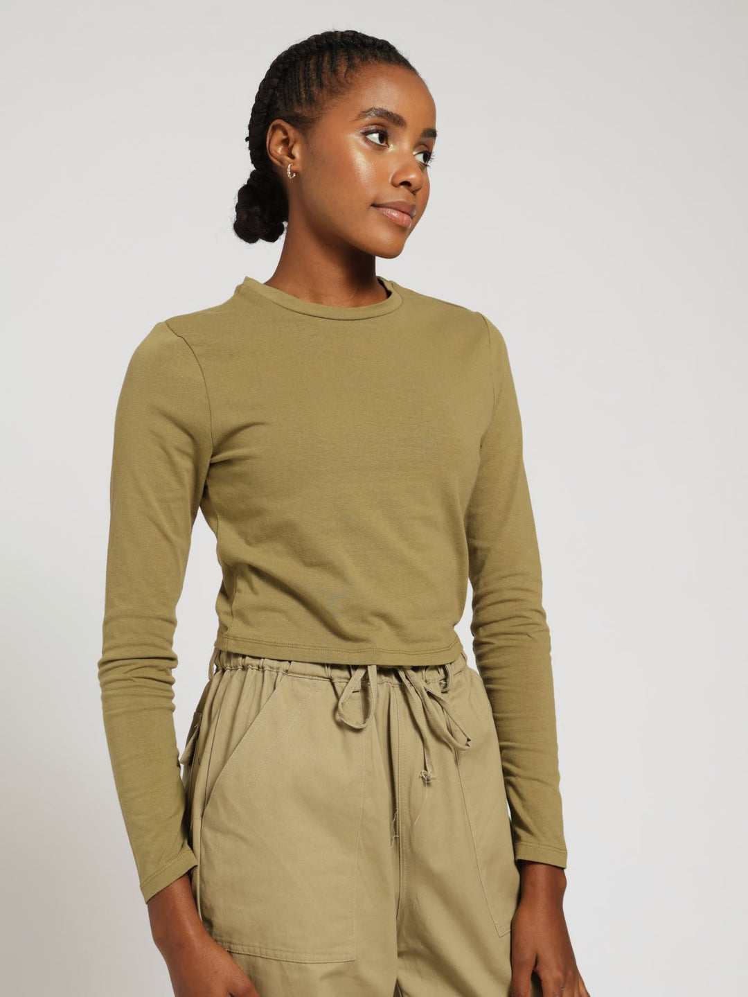 Long Sleeve Basic Top - Fatigue