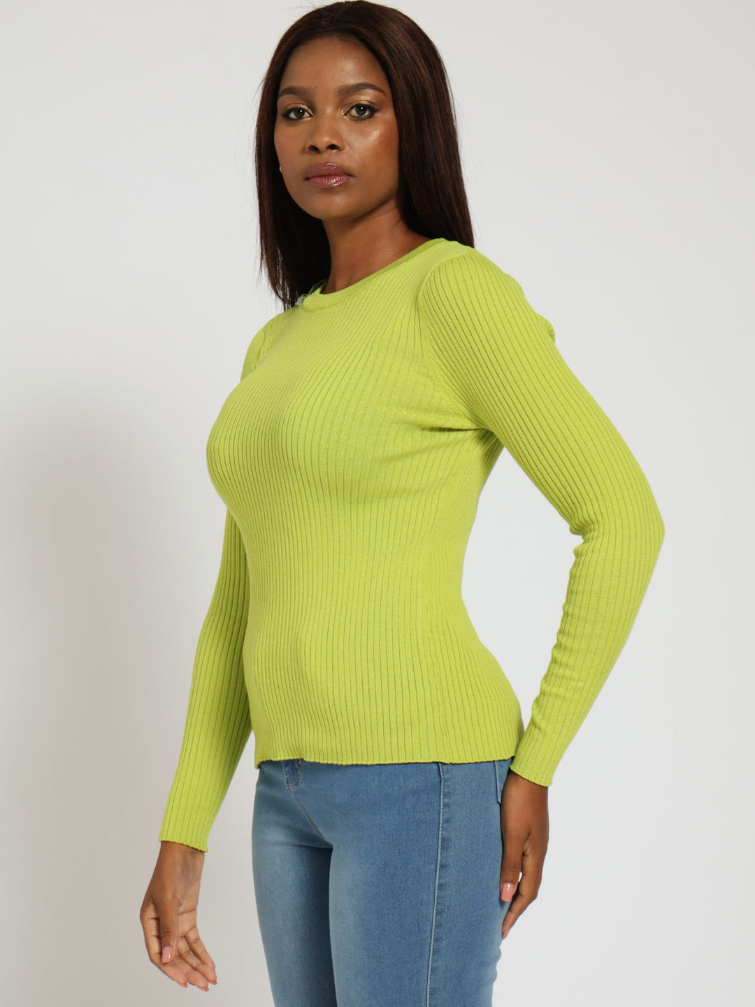 Ribbed Plain Pullover - Lime