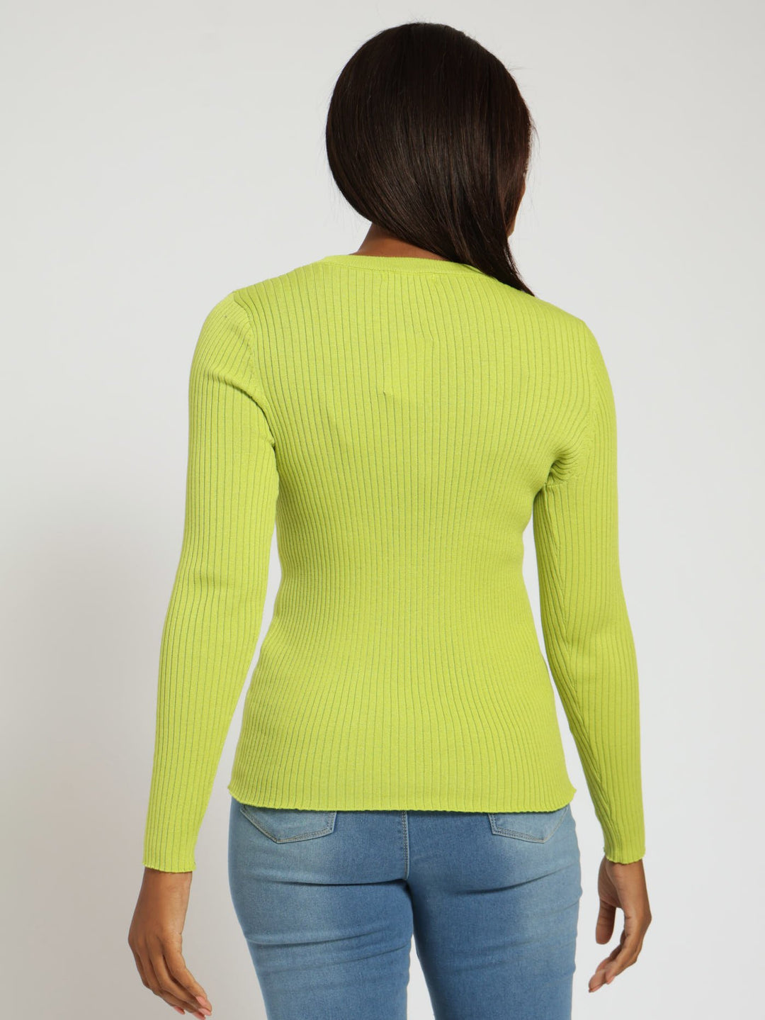 Ribbed Plain Pullover - Lime