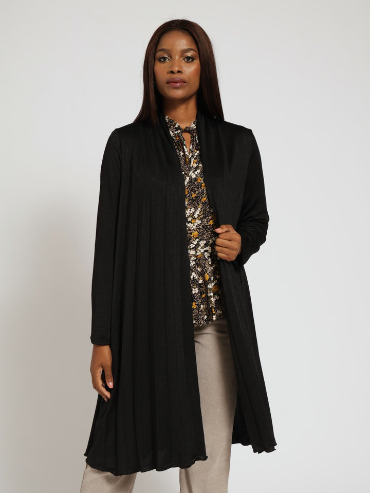 Pleated Open Throw Jacket - Black