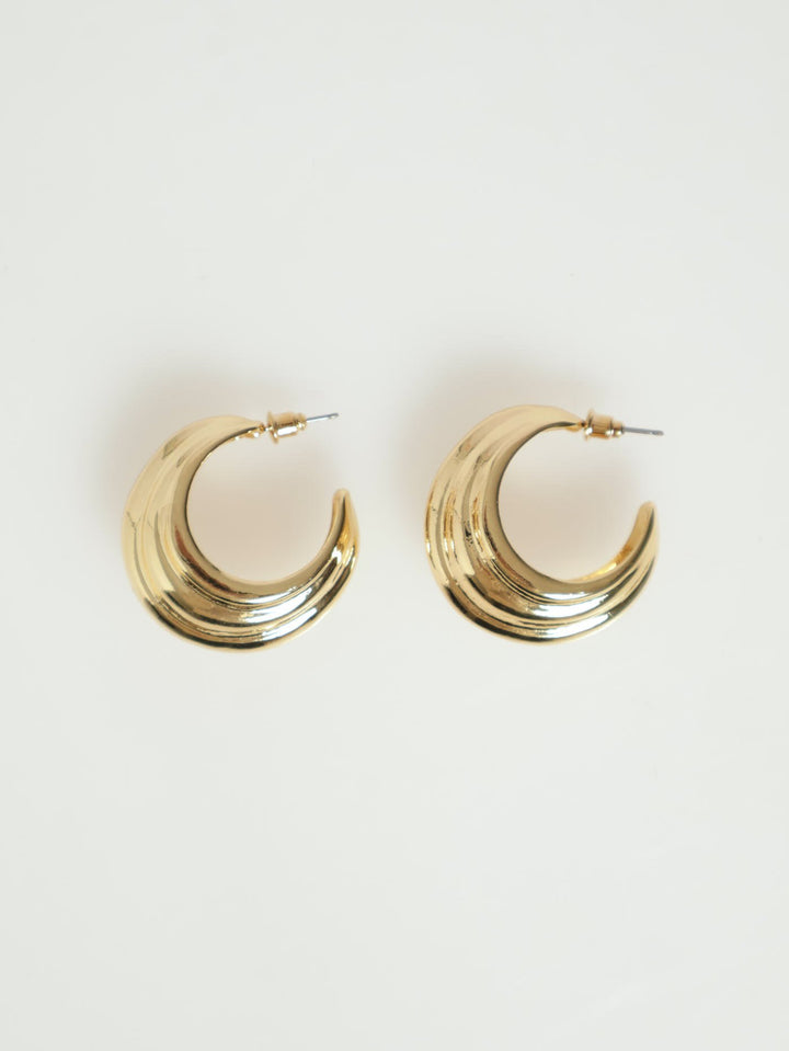 Textured Wide Hoop Earrings - Gold