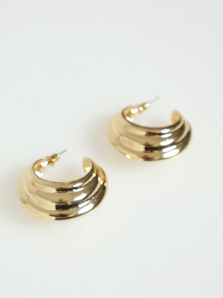 Textured Wide Hoop Earrings - Gold