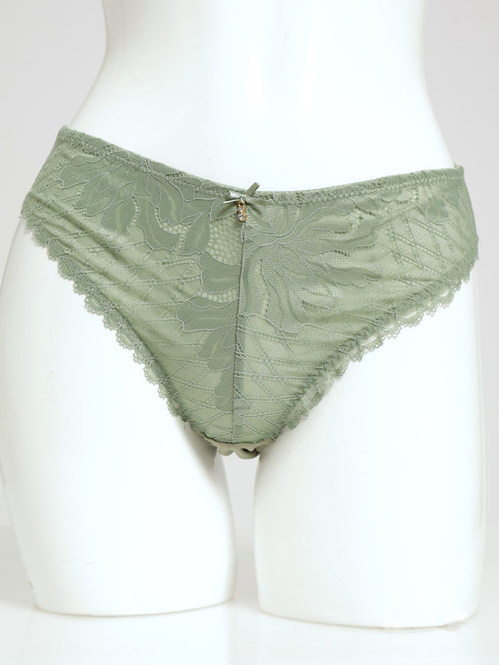 2 Pack Microfibre Lace Bikini Panty - Sage/Nude