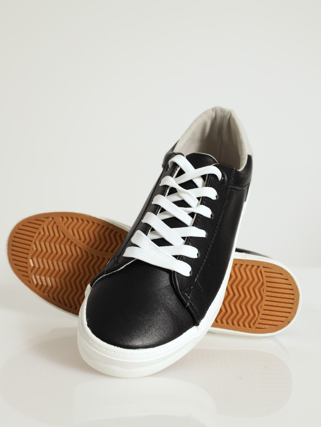 Basic Pu Lace-Up Sneaker - Black