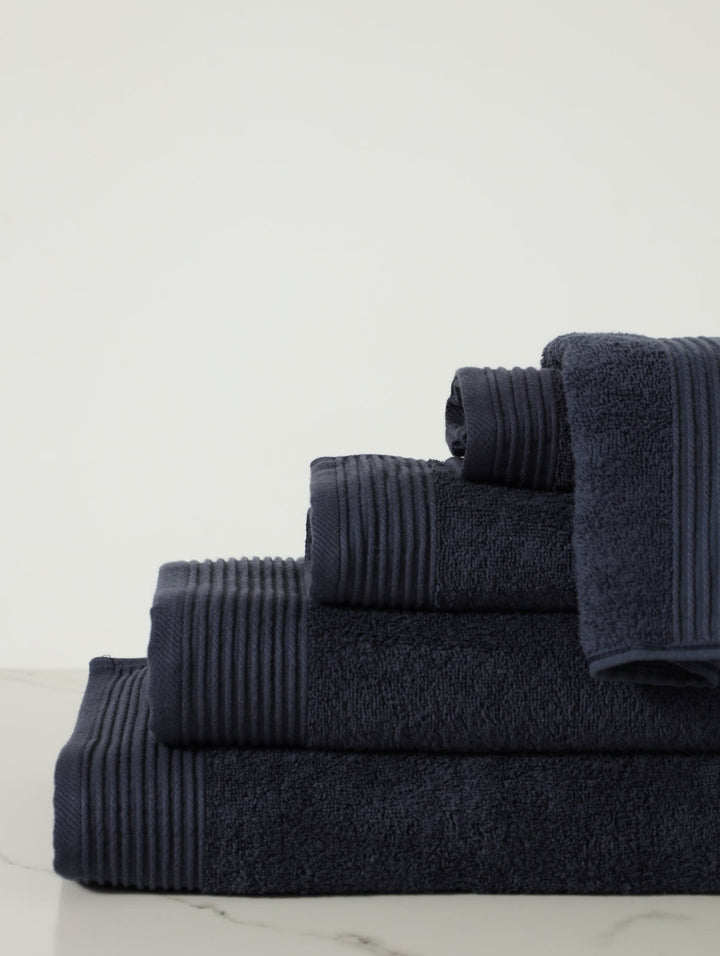 Ripple Border Signature Towels - Navy