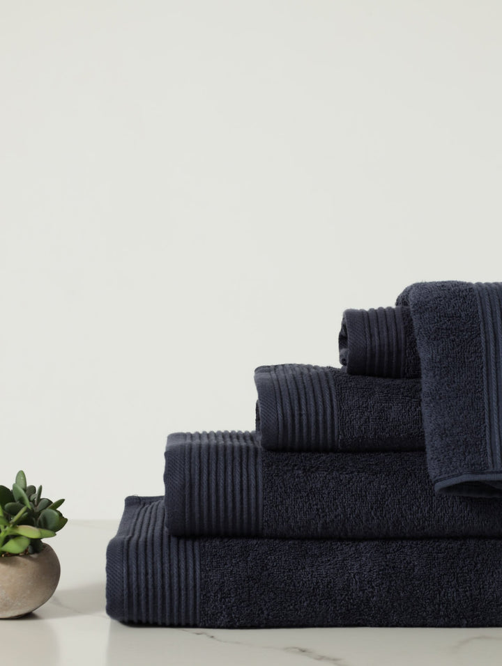 Ripple Border Signature Towels - Navy