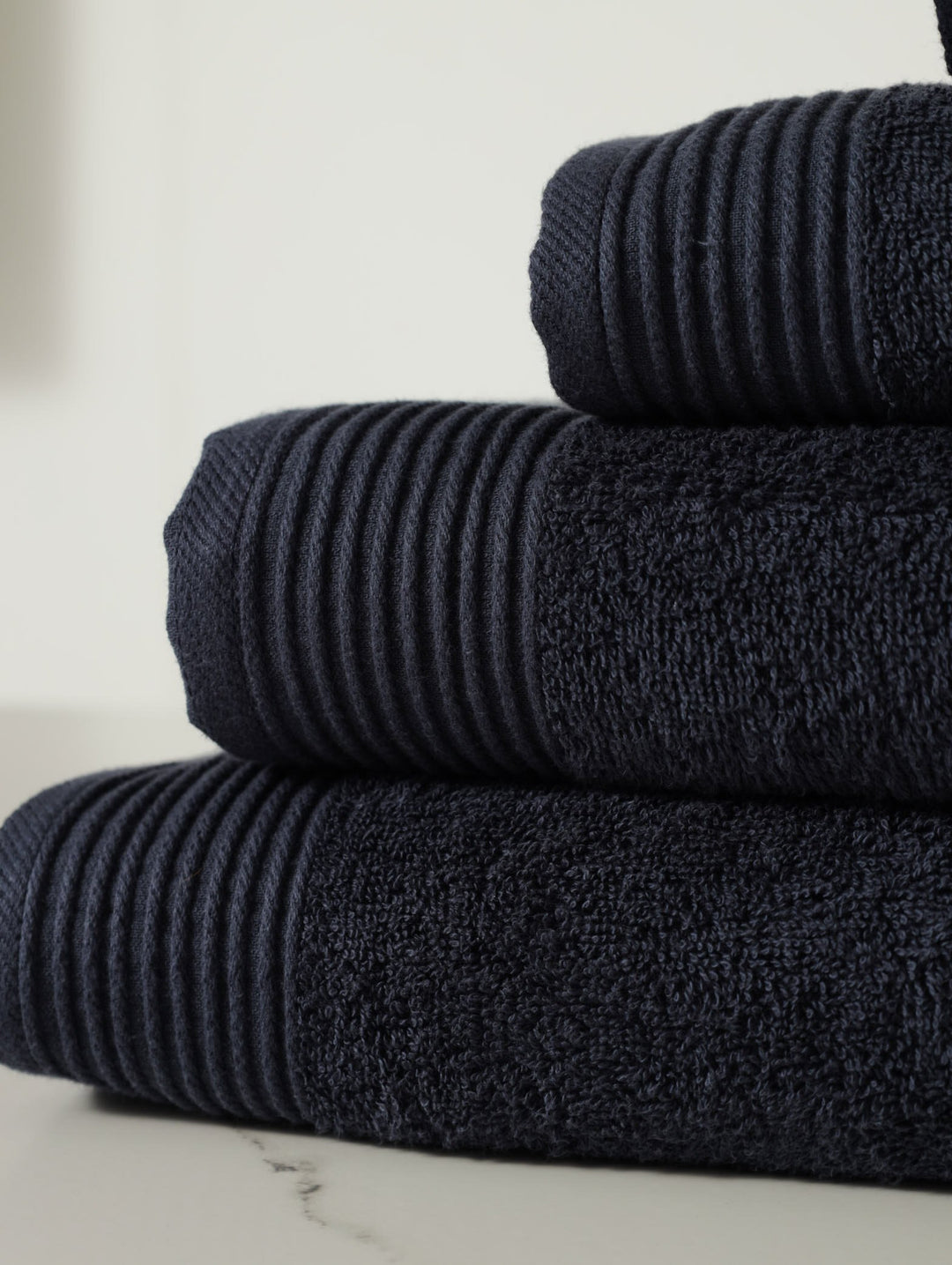 Ripple Border Signature Towels - Navy