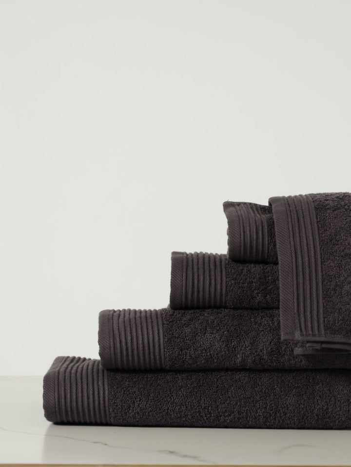 Ripple Border Signature Towels - Charcoal