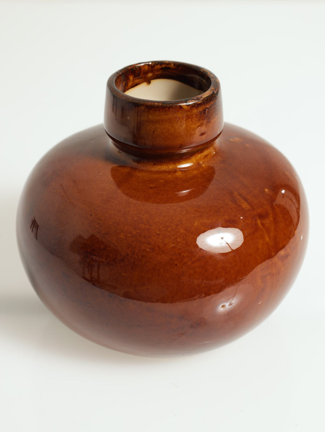 17.5cm Ceramic Crackle Vase - Brown