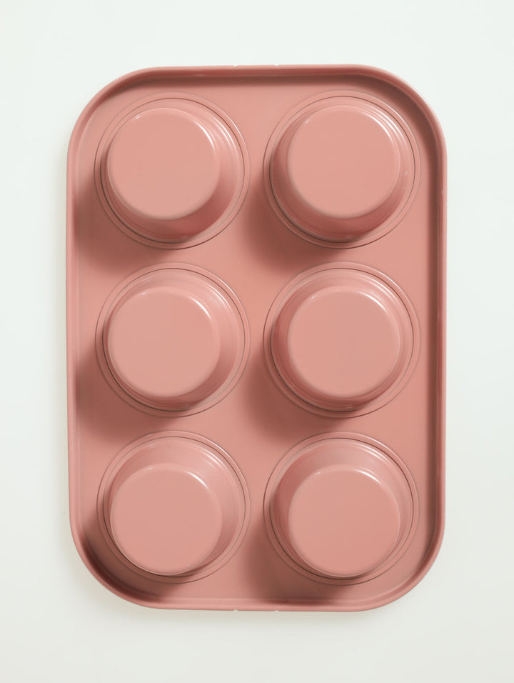 Steel Muffin Tray - Coral Pink