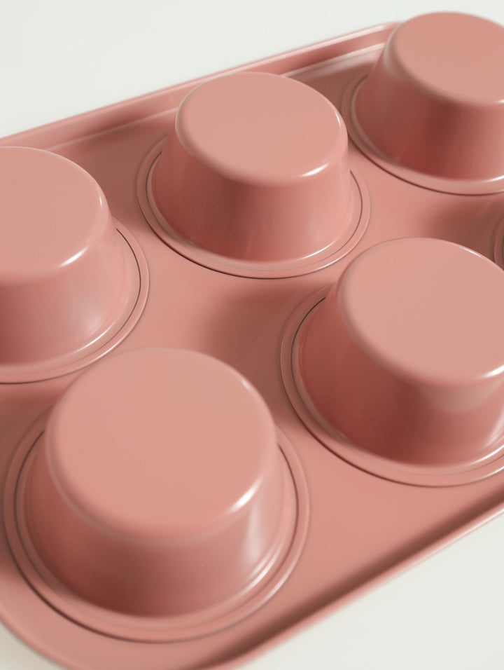 Steel Muffin Tray - Coral Pink