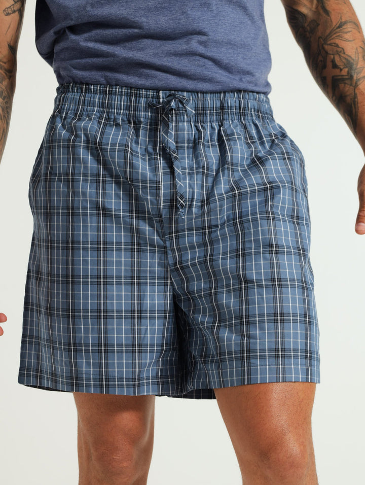 Check Woven Shorts - Blue