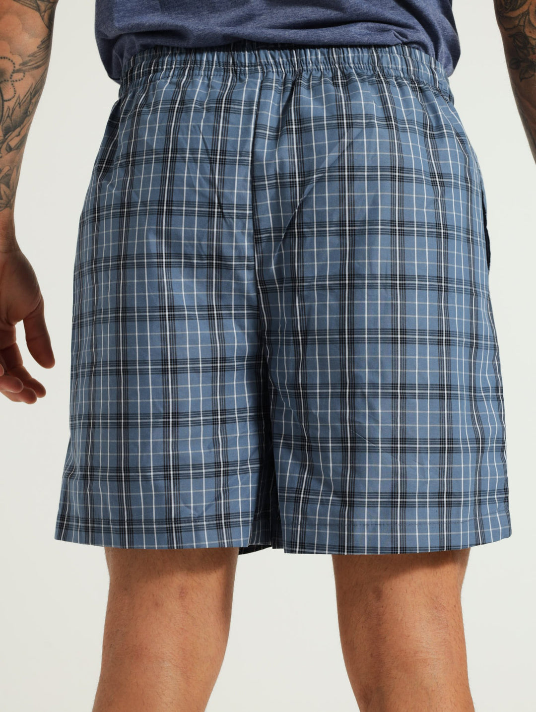 Check Woven Shorts - Blue