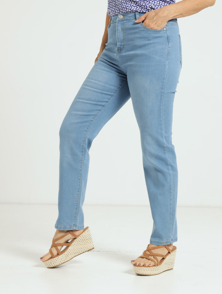 Straight Leg Denim Jeans - Light Wash