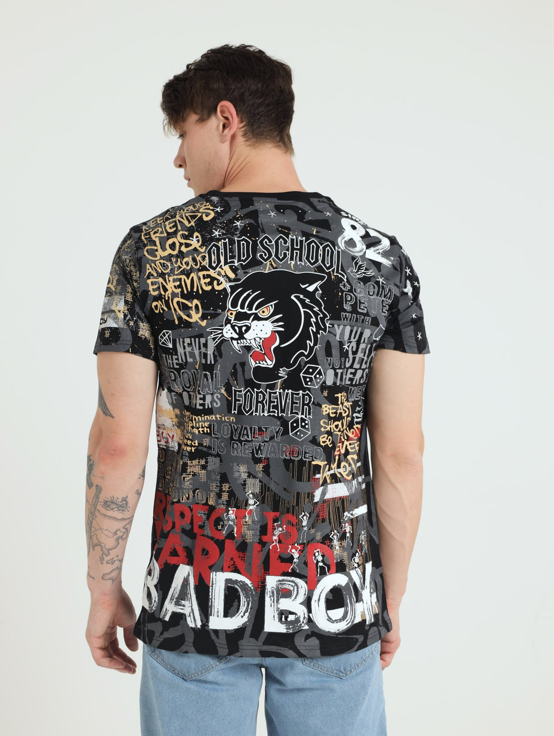 All Over Evil Print Tee - Black