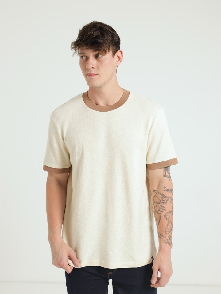 Ecru Ringer Surf Int Crew Tee - Off White