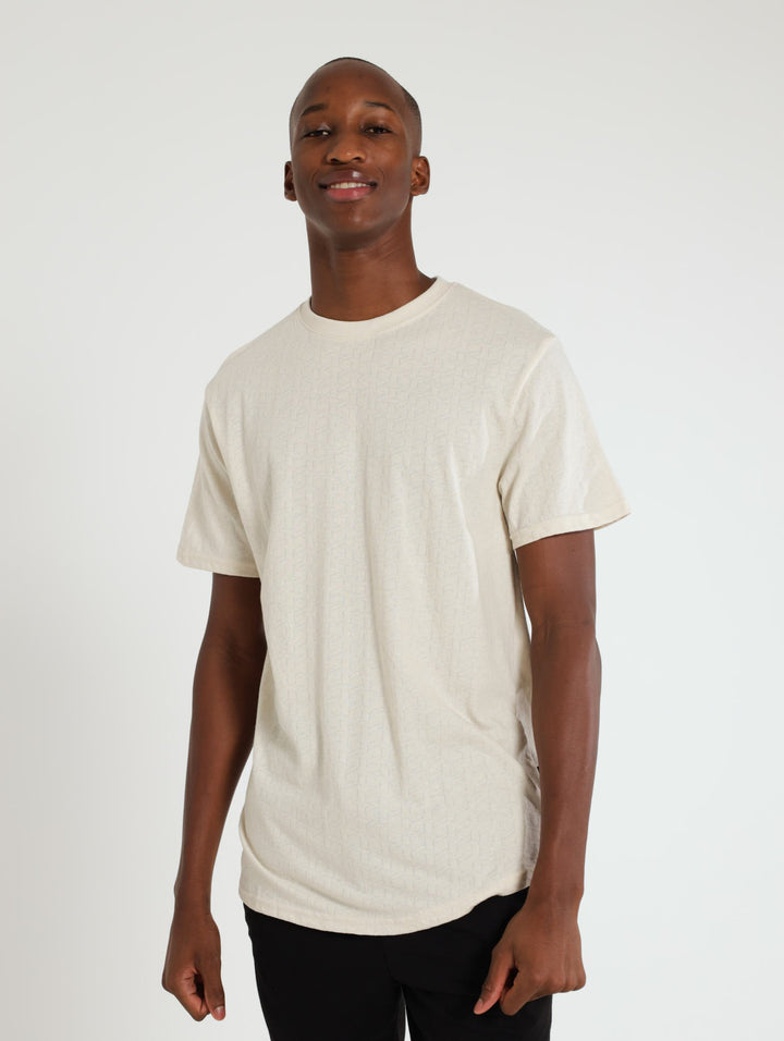 Jacquard Pattern Hex Tee - Cream