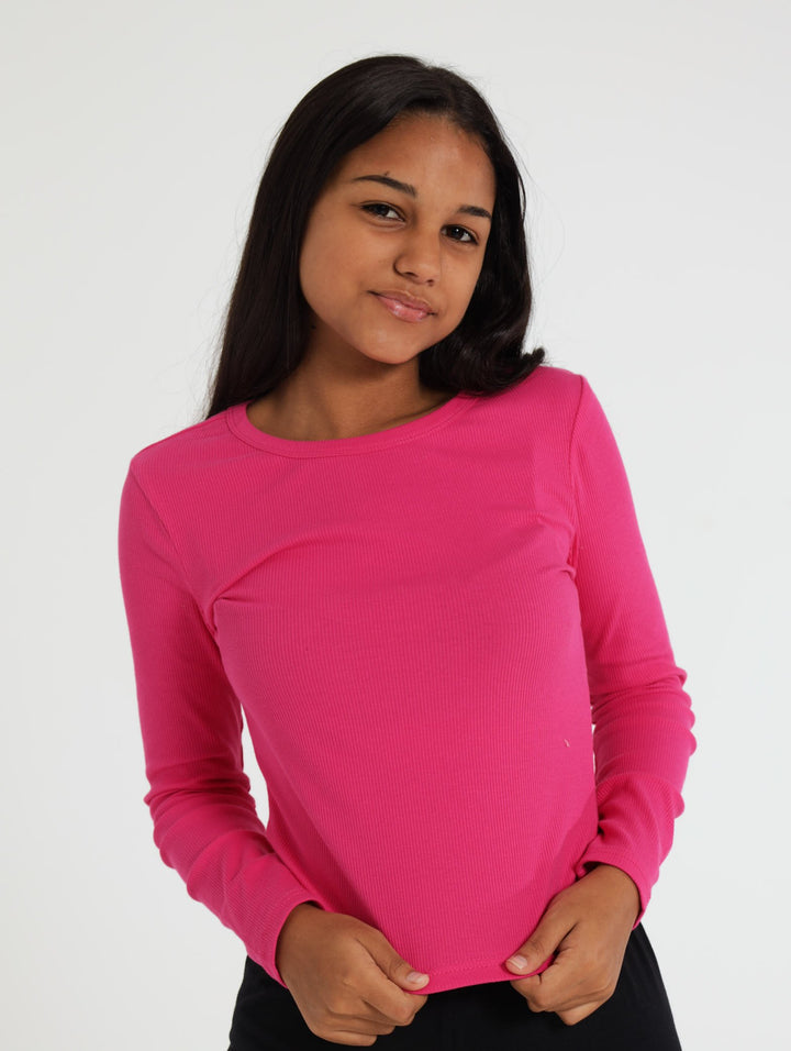 Ribbed Tee - Cerise