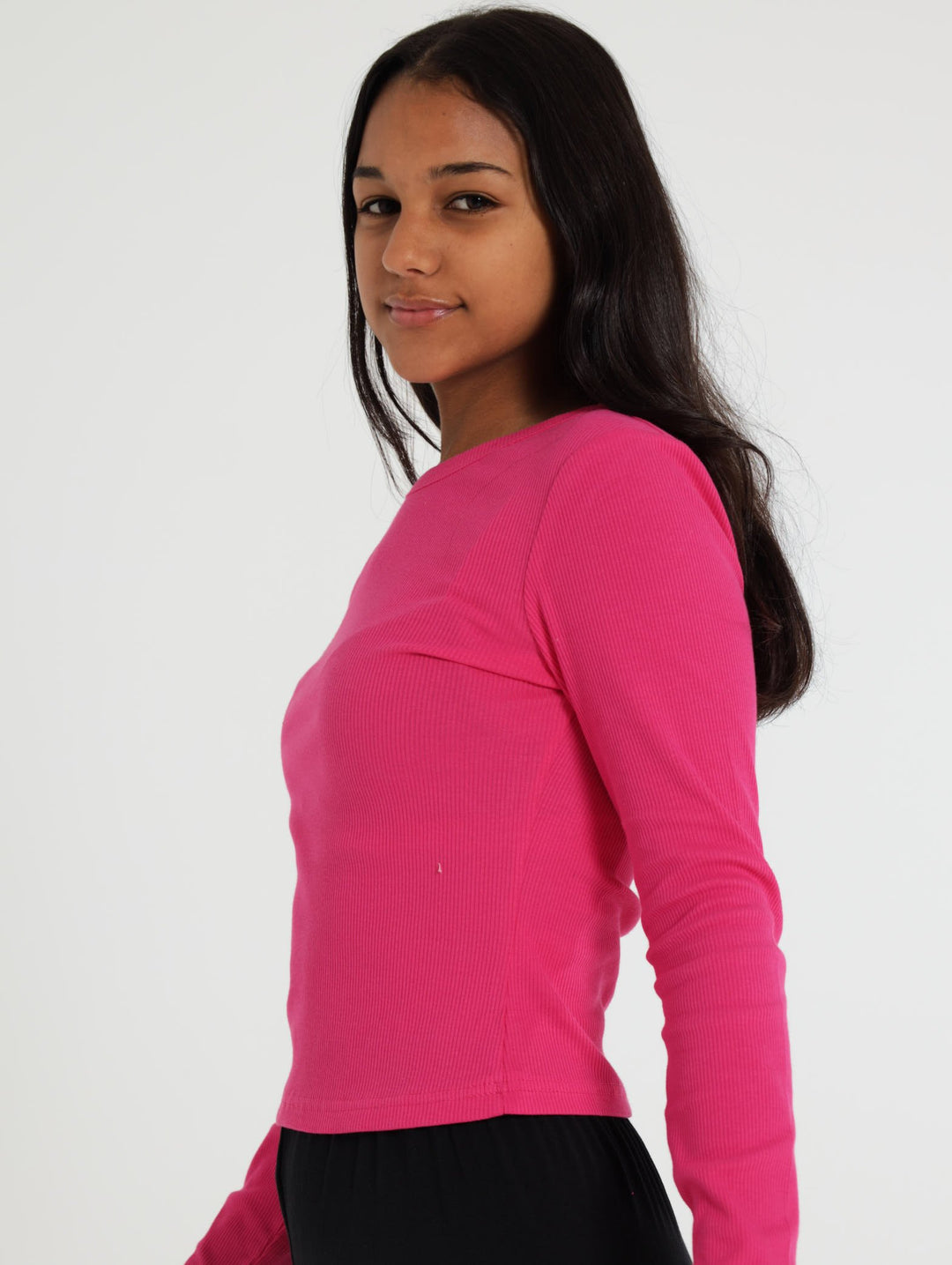 Ribbed Tee - Cerise