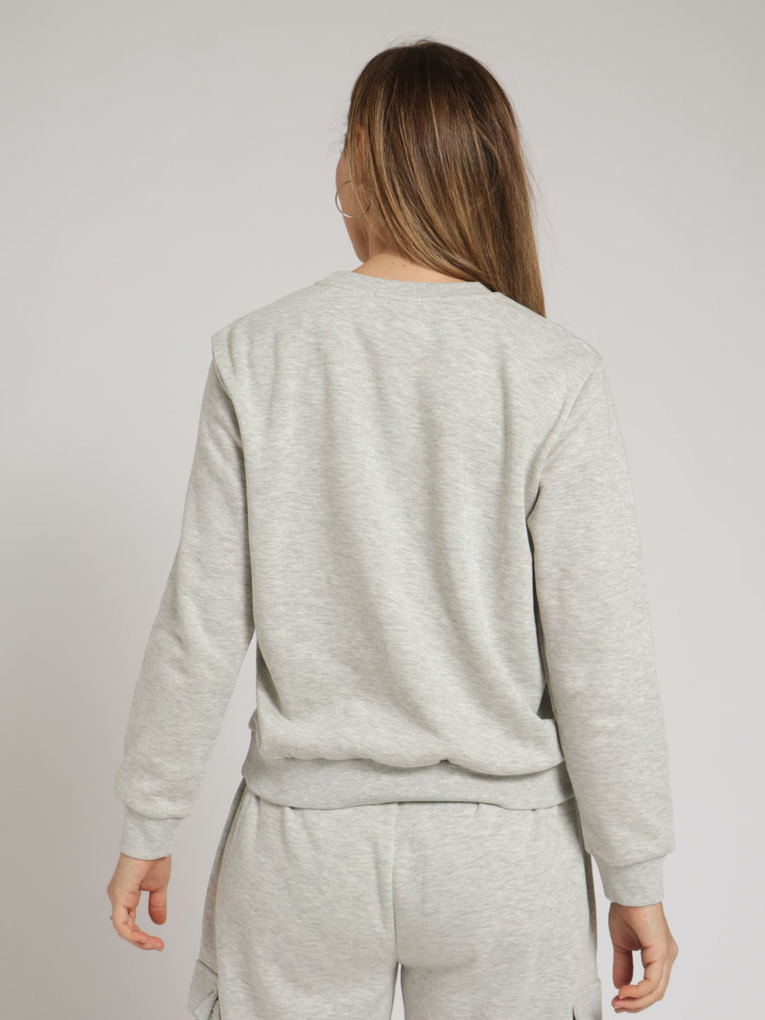 Milano Fleece Pullover With Embroidery - Grey Melange