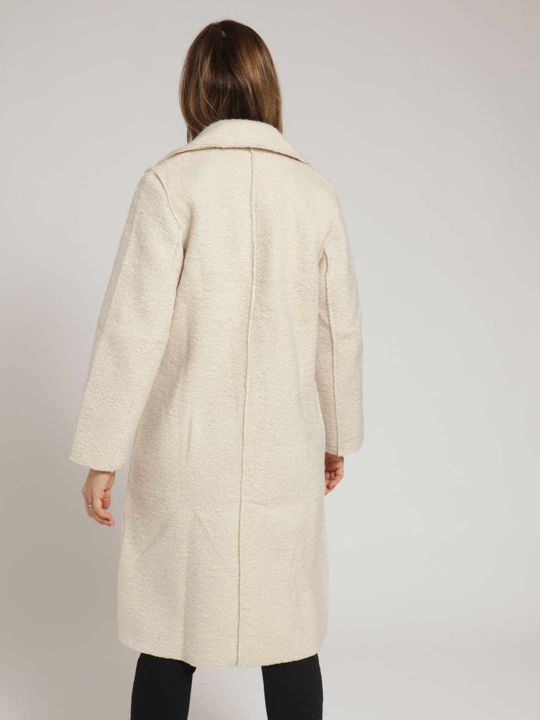 Textured Two Button Coat - Cream