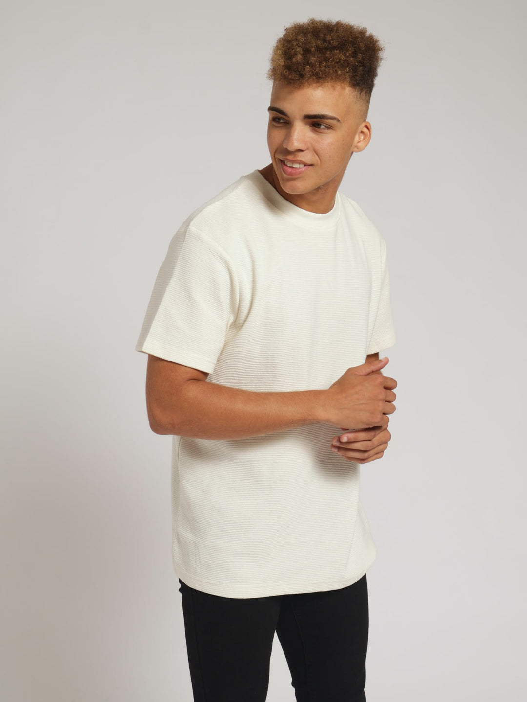 Ottoman Knit Crew Tee - Off White