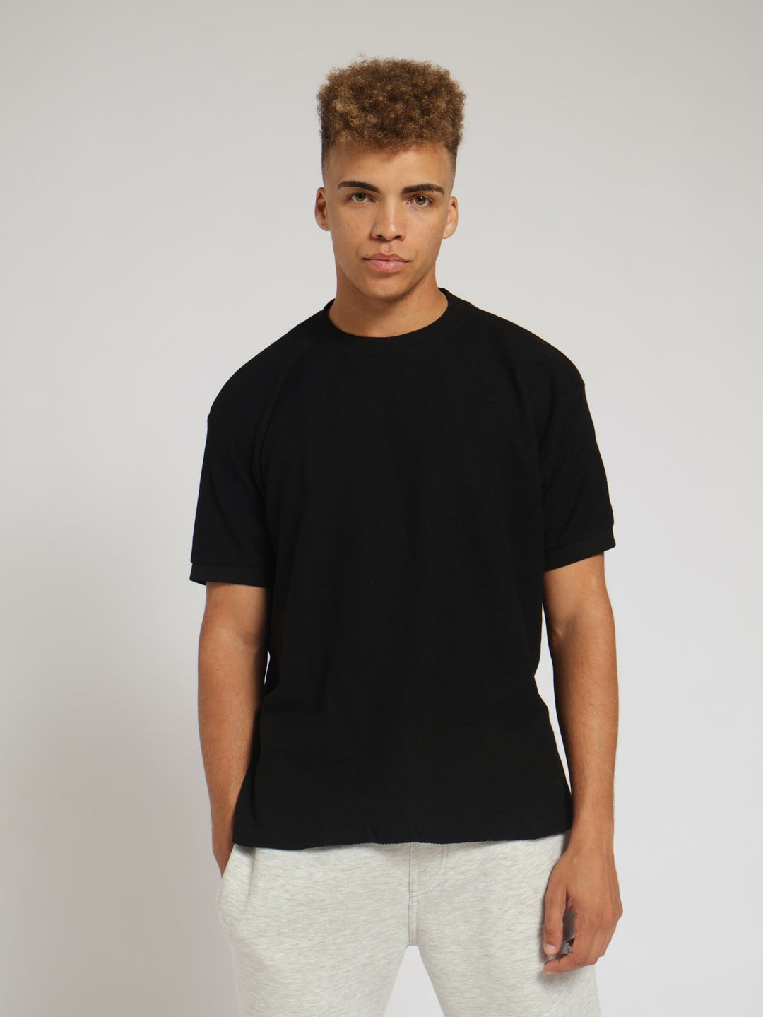 Twill Knit Crew Tee - Black