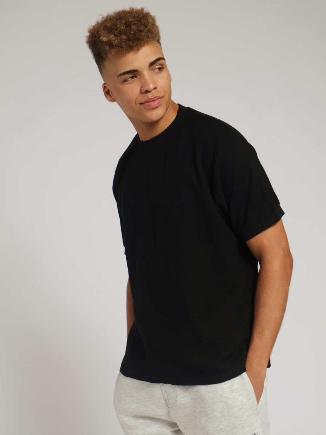 Twill Knit Crew Tee - Black