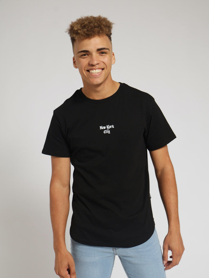 Basic Curved Hem Tee - Black