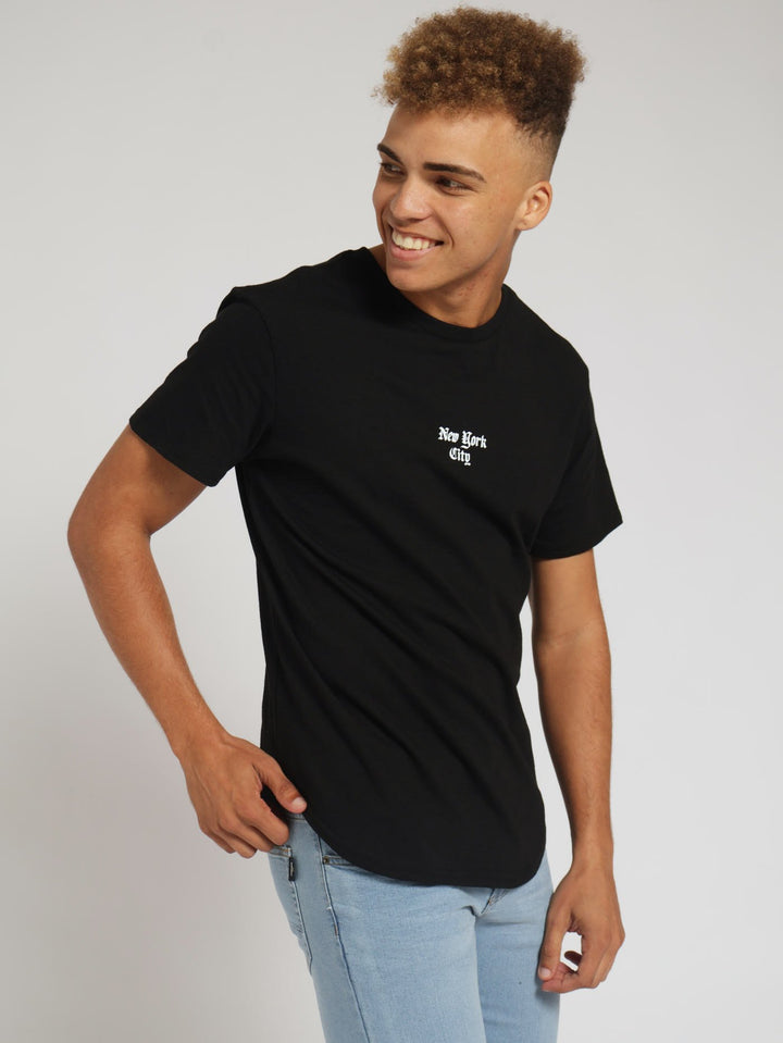 Basic Curved Hem Tee - Black