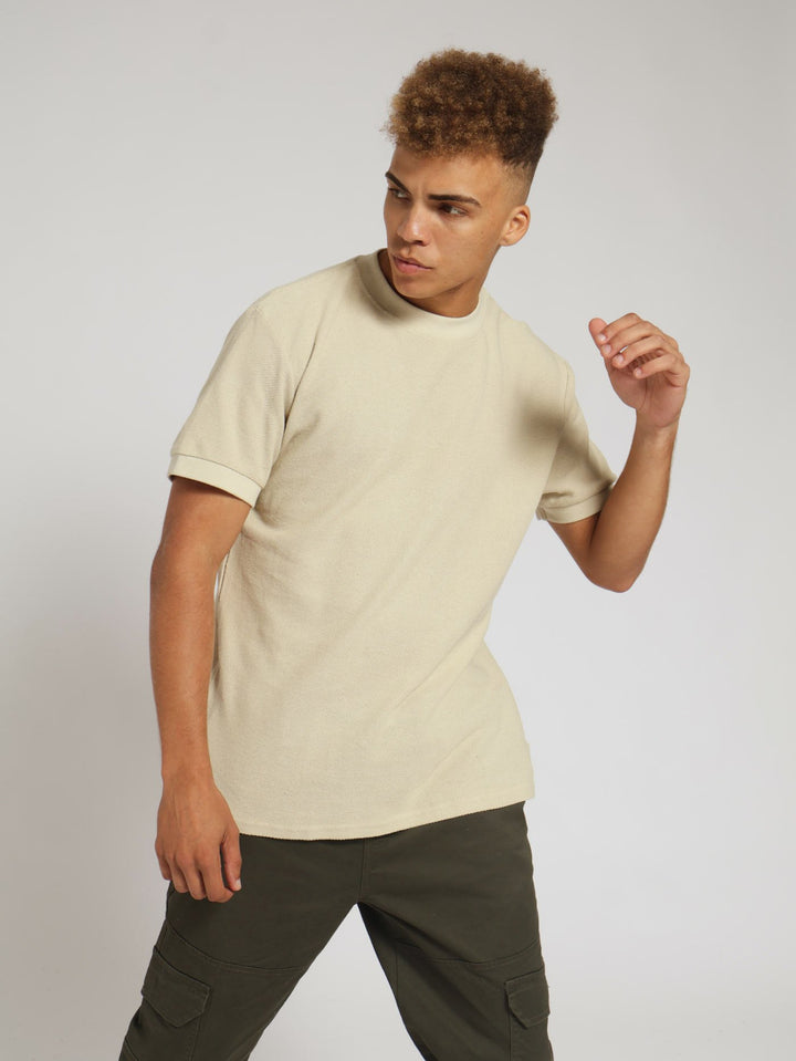 Twill Knit Crew Tee - Light Stone