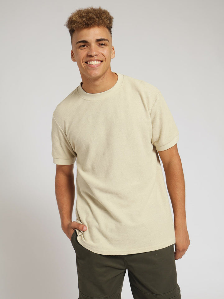 Twill Knit Crew Tee - Light Stone